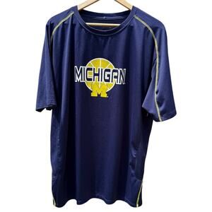 Michigan Wolverines Basketball Majestic Blue Yellow Athletic shirt Size XL